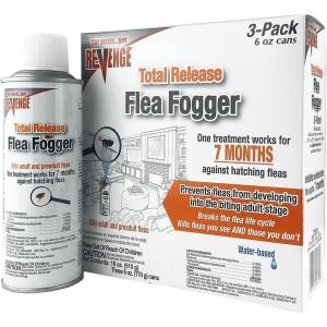 imageRevenge Total Release Flea Fogger Pack of 3 6 oz ReadytoUse Cans Long Lasting Formula Kills Fleas and More