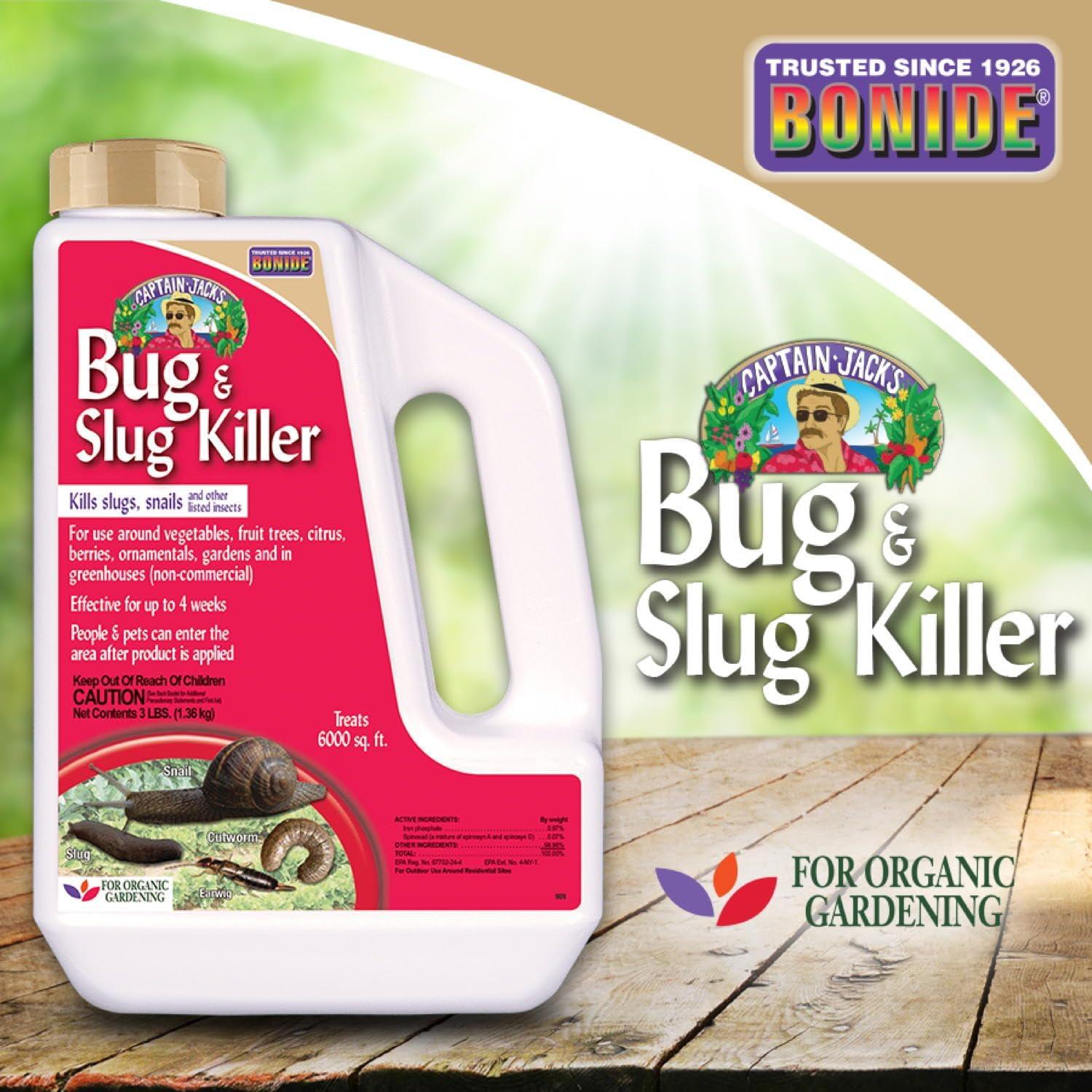 imageBonide Captain Jacks Bug ampamp Slug Killer Granules 3 lb Long Lasting Protection For Organic Gardening Safe for Pets