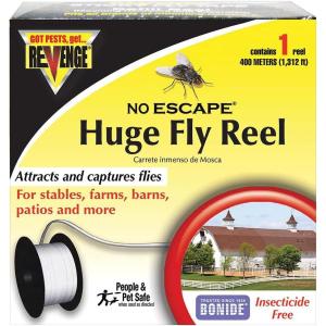 imageRevenge No Escape Huge Fly Reel Sticky Tape Trap 1312 Indoor Outdoor Hanging Disposable Fly Strip NonToxic People and Pet Safe